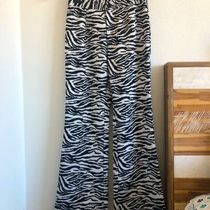 Zebra Striped Waist Flare Leg Pants